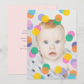 Girl's 1. Geburtstag Foto Confetti Einladung (Vorne/Hinten)