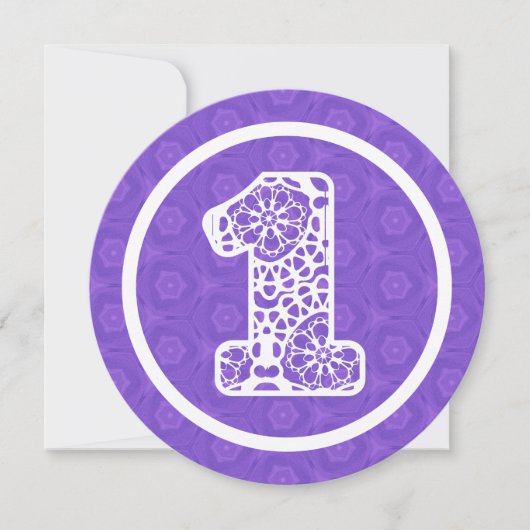 Girl's 1. Geburtstag Individuelle Name Lace V03G Einladung (Vorderseite)