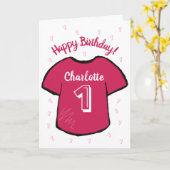 Girl's 1. Geburtstagsfußball/Fußball-Shirt Karte (Gelbe Blume)