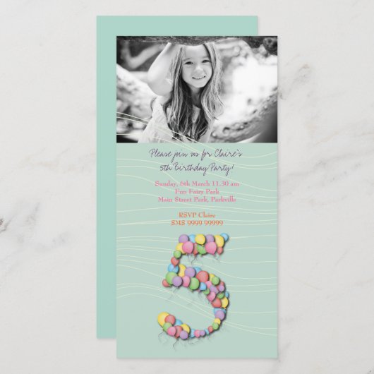 Girls 5TH Geburtstagsparty Balloons (Vorne/Hinten)