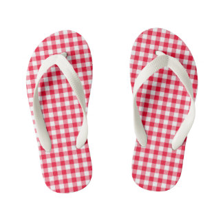 Girls Adorable Red Gingham Flip Flops Kinderbadesandalen