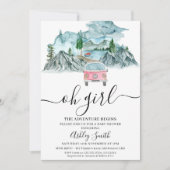 Girls Adventure fängt Wilderness Baby Dusche an Einladung (Vorderseite)