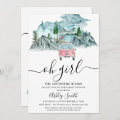 Girls Adventure fängt Wilderness Baby Dusche an Einladung (Vorne/Hinten)