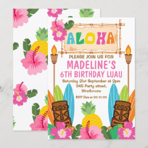 Girls Aloha Luau Einladung zum Geburtstag