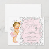 Girls Angel Baptisk Einladung (Vorne/Hinten)