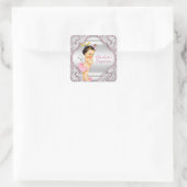 Girls Angel Taufe Christening Quadratischer Aufkleber (Tasche)