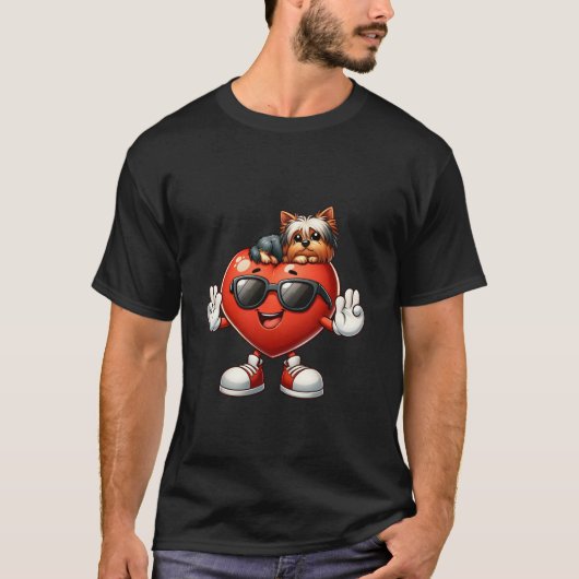 Girls Animal Lovers Yorkshire Terrier Valentine T-Shirt (Vorderseite)