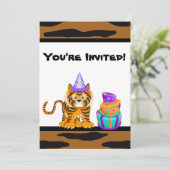 Girls Animal Print Tiger Geburtstag Einladung (Stehend Vorderseite)