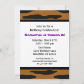 Girls Animal Print Tiger Geburtstag Einladung (Rückseite)