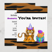 Girls Animal Print Tiger Geburtstag Einladung (Vorne/Hinten)