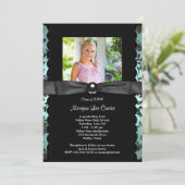 Girls Aquamarin Blue Foto Abschluss Ankündigung (Stehend Vorderseite)