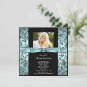 Girls Aquamarin Blue Foto Abschluss Einladung (Stehend Vorderseite)