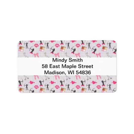 Girls Archery - Girly Hearts and Makeup Adressaufkleber (Vorne)