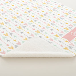 Girls Arrow Blanket | Rosa, Gold, Minze, Grau Sherpadecke