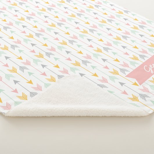 Girls Arrow Blanket | Rosa, Gold, Minze, Grau Sherpadecke (3/4)