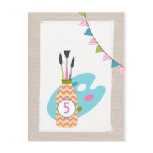 Girls Art Malerei Party Geburtstag Postkarte Einla