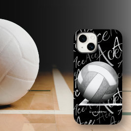 Girl's Ass servieren graue Volleyball w Textmuster Case-Mate iPhone 14 Hülle