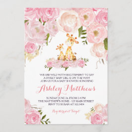 Girls Baby Giraffe Baby Shower Einladungen