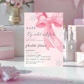 Girl's Baby Shower pine trees Winter Bow coquette Einladung