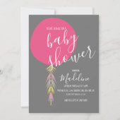 Girls Baby Shower Tassel Boho Balloon Einladung (Vorderseite)