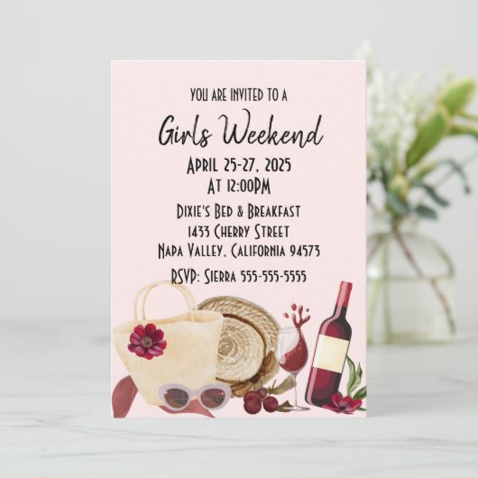 Girls Bachelorette Einladung am Wochenende (Stehend Vorderseite)