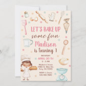 Girls backen erste Geburtstagsparty Einladung (Vorderseite)