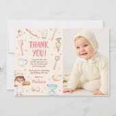 Girls Backen Erste Geburtstagsparty Foto Dankeskarte (Vorderseite)