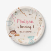 Girls backen erste Geburtstagsparty Pappteller (Vorderseite)