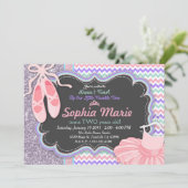 Girls Ballerina Geburtstagsparty Einladung (Stehend Vorderseite)