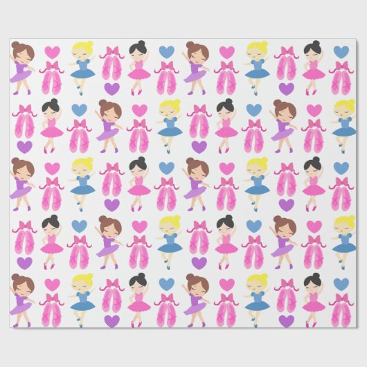 Girl's Ballet Dancers and Shoes Pattern Geschenkpapier (Flach)