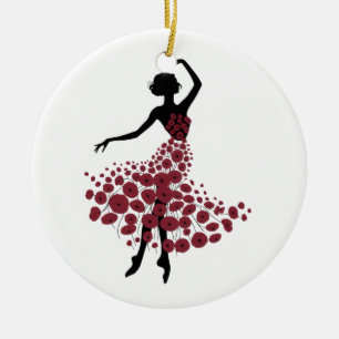 Girls Ballet Recitals Ballerina Floral Dance Pract Keramik Ornament
