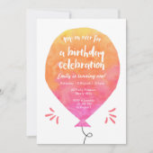 Girls Balloon Einladung (Vorderseite)