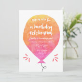 Girls Balloon Einladung (Stehend Vorderseite)