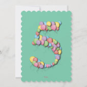 Girls Balloons Aqua Fünfte Geburtstagsparty Einladung (Rückseite)