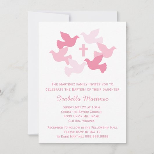 Girls Baptism Baby Dedication First Heilige Kommun Einladung (Vorderseite)