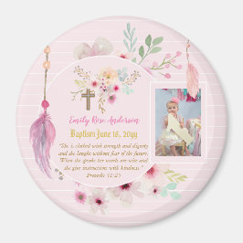 Girls BAPTISM Foto Geschenk mit Bibelverse Magnet