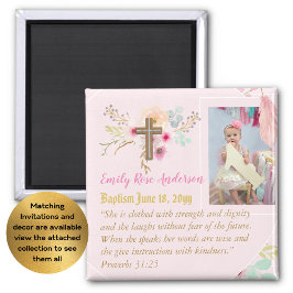 Girls BAPTISM Foto Geschenk mit Bibelverse Magnet
