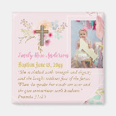 Girls BAPTISM Foto Geschenk mit Bibelverse Magnet (Vorne)