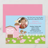 Girls Barn Animal Fun Photo Birthday Invitation Einladung (Vorne/Hinten)