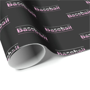 Girls Baseball - rosa geometrische Typografie Geschenkpapier