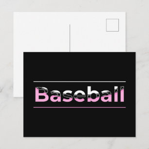Girls Baseball - rosa geometrische Typografie Postkarte