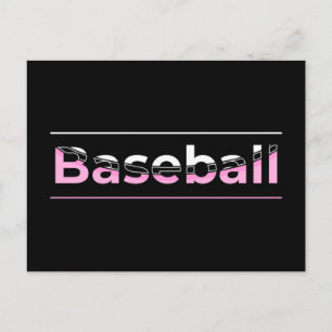 Girls Baseball - rosa geometrische Typografie Postkarte
