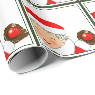 Girls Baseball Weihnachtsfeiertag Geschenkpapier