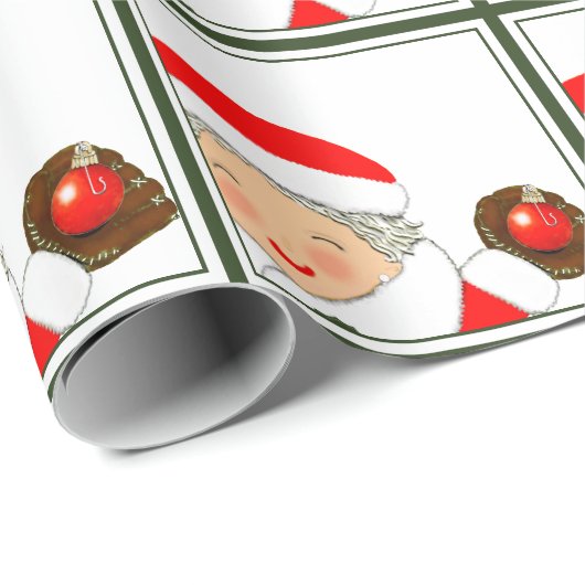 Girls Baseball Weihnachtsfeiertag Geschenkpapier (Rolleneckpunkt)