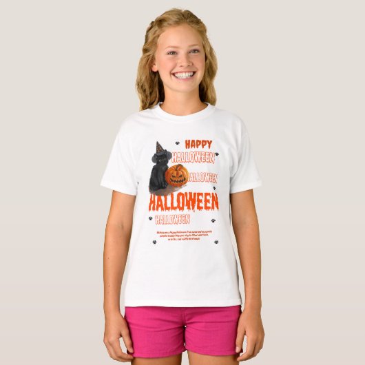 Girls' Basic T - Shirt Halloween PRINT (Vorne ganz)