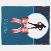 Girls Basketball Glitzer und Bow Fleece Blanket (Vorderseite (Horizontal))