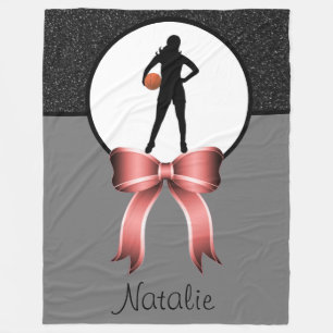 Girls Basketball Glitzer und Bow Fleece Blanket