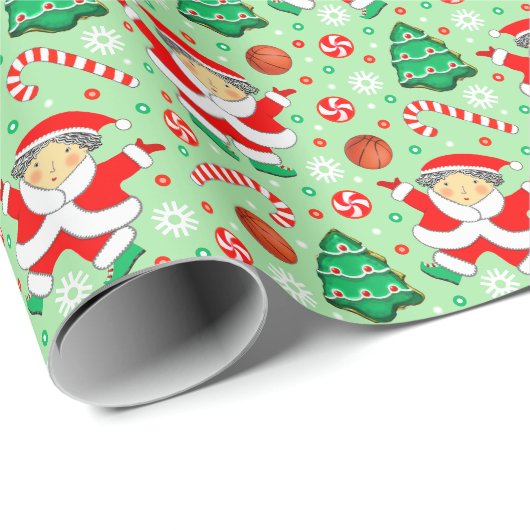 Girls Basketball Holiday Geschenk Geschenkpapier (Rolleneckpunkt)