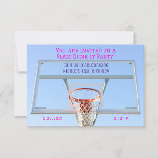 Girls Basketball Hoop Geburtstag Einladung