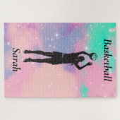 Girls Basketball mit Wasserfarbenhintergrund Mädch Puzzle (Horizontal)